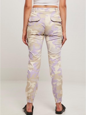 Дамски карго панталон в светъл камуфлаж Ladies High Waist lilaccamo
