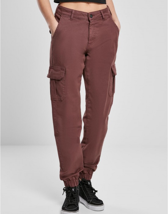 Дамски карго панталон в тъмночервен цвят Ladies High Waist Cargo Pants, Urban Classics, Панталони - Complex.bg