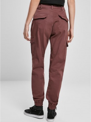 Дамски карго панталон в тъмночервен цвят Ladies High Waist Cargo Pants 