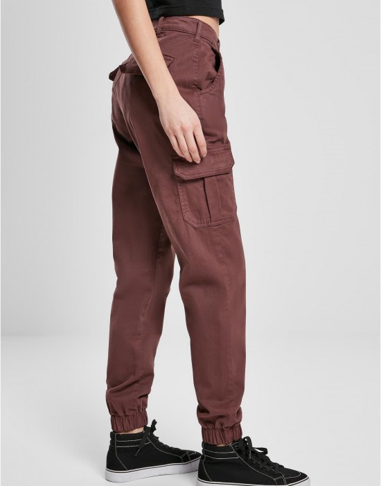 Дамски карго панталон в тъмночервен цвят Ladies High Waist Cargo Pants, Urban Classics, Панталони - Complex.bg