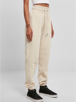 Дамско спортно долнище в цвят екрю Ladies High Waist Pants