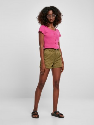 Дамски топ в розов цвят Ladies Cropped Button Up