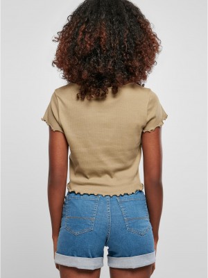 Дамски топ в цвят каки Ladies Cropped Button Up