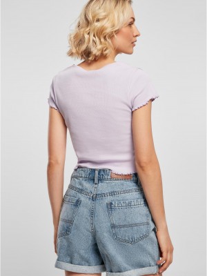 Дамски топ в лилав цвят Ladies Cropped Button Up