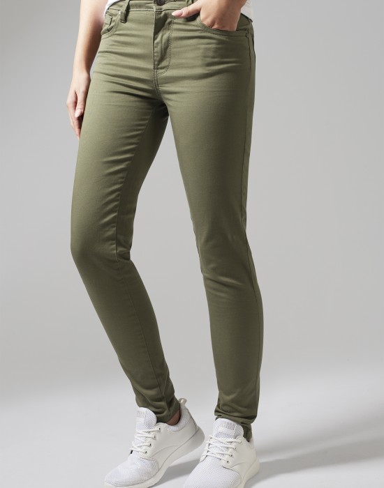 Дамски панталон в масленозелен цвят Urban Classics Ladies Skinny Pants olive, Urban Classics, Панталони - Complex.bg