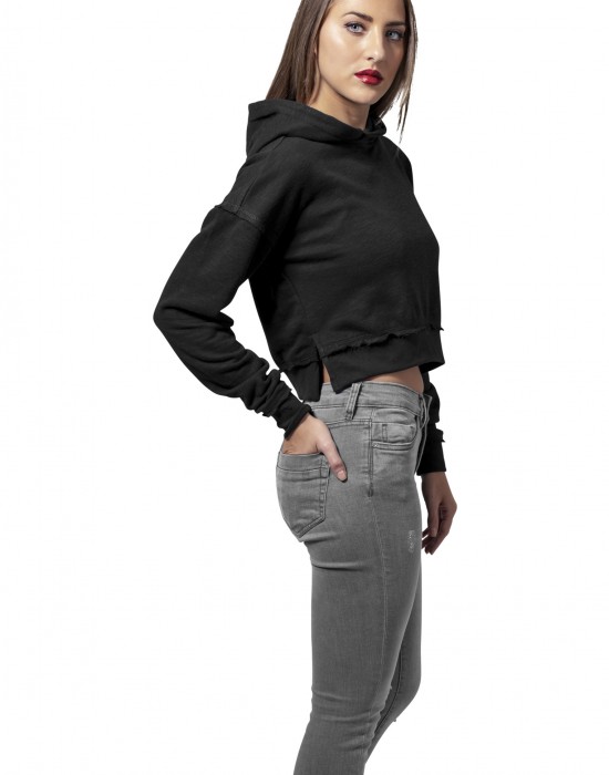 Дамски суичър в черно Urban Classics Ladies Short Slub Terry Hoody, Urban Classics, Суичъри - Complex.bg