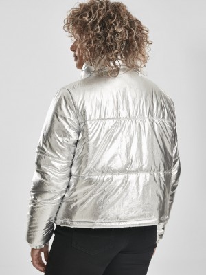 Дамско яке в сребристосиво от Urban Classics Ladies Metalic Puffer Дамско яке в сребристосиво от Urban Classics Ladies Metalic Puffer