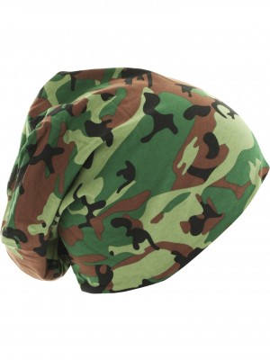 Бийни шапка с две лица в зелен камуфлаж MSTRDS Printed Jersey Beanie