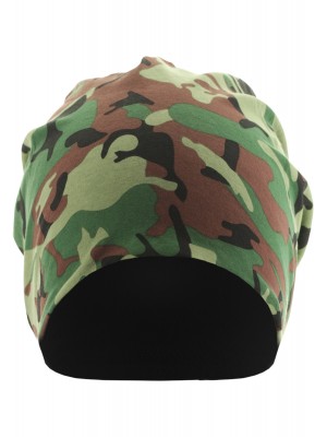 Бийни шапка с две лица в зелен камуфлаж MSTRDS Printed Jersey Beanie