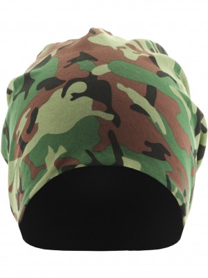 Бийни шапка с две лица в зелен камуфлаж MSTRDS Printed Jersey Beanie