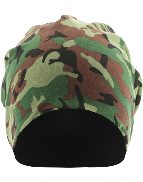 Бийни шапка с две лица в зелен камуфлаж MSTRDS Printed Jersey Beanie, Masterdis, Шапки бийнита - Complex.bg