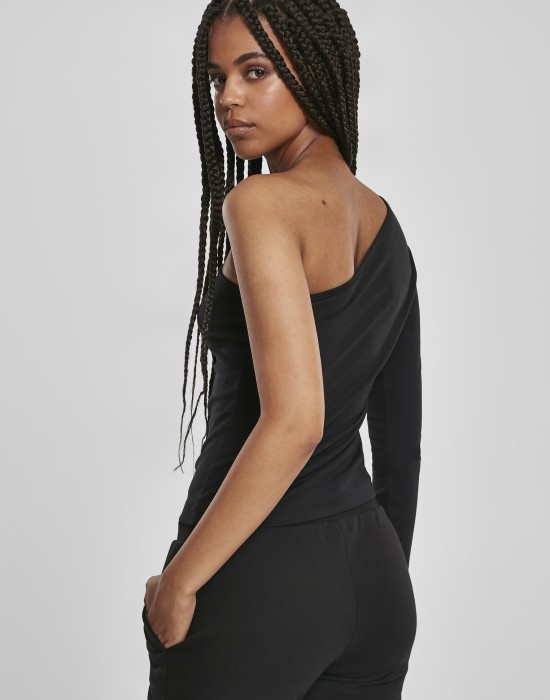 Дамска блуза с дълъг ръкав в черно Ladies Asymmetric, Urban Classics, Блузи - Complex.bg