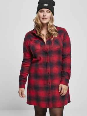 Дамска рокля в червено Ladies Check Shirt Dress 