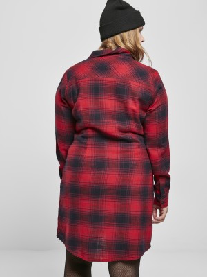 Дамска рокля в червено Ladies Check Shirt Dress 