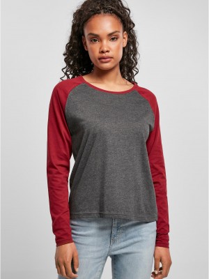 Дамска блуза в червено и сиво Ladies Contrast Longsleeve Дамска блуза в червено и сиво Ladies Contrast Longsleeve