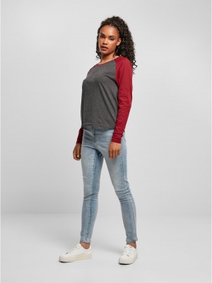 Дамска блуза в червено и сиво Ladies Contrast Longsleeve Дамска блуза в червено и сиво Ladies Contrast Longsleeve