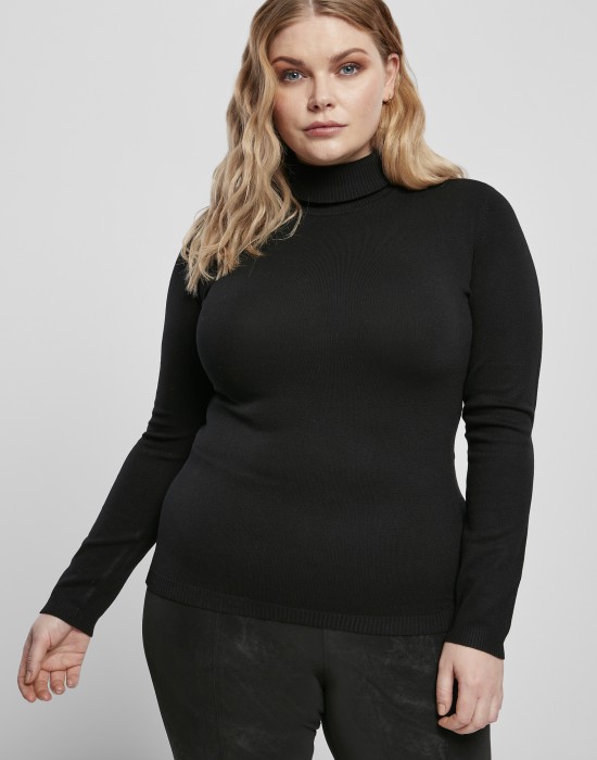 Дамско поло с яка в черно Ladies Basic Turtleneck Sweater black, Urban Classics, Блузи - Complex.bg