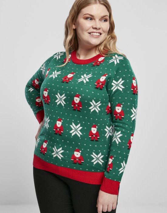 Дамски коледен пуловер Ladies Santa Christmas Sweater, Urban Classics, Блузи - Complex.bg