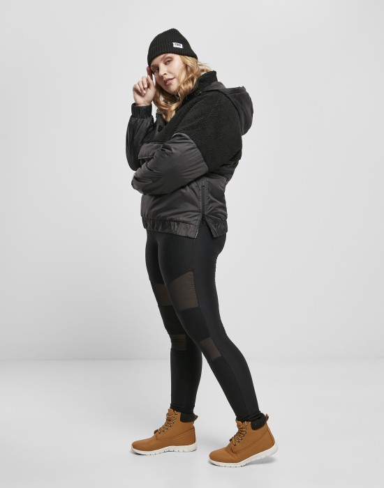 Дамско яке в черно Ladies Sherpa Mix Pull Over Jacket, Urban Classics, Якета - Complex.bg