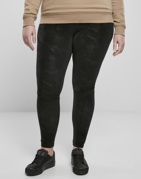 Дамски черен панталон Ladies Washed Faux Leather Pants, Urban Classics, Клинове - Complex.bg