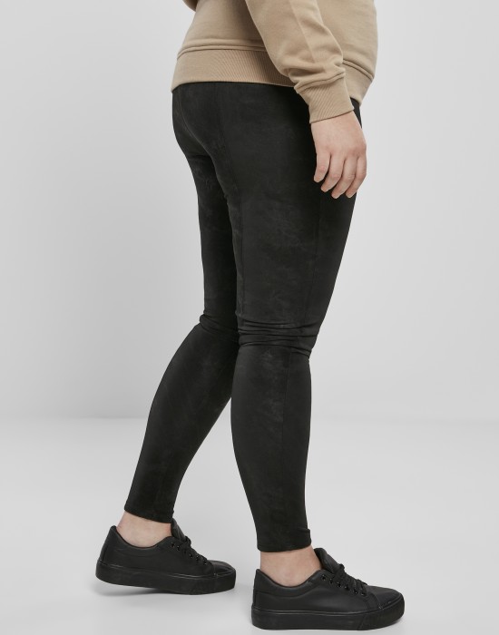 Дамски черен панталон Ladies Washed Faux Leather Pants, Urban Classics, Клинове - Complex.bg