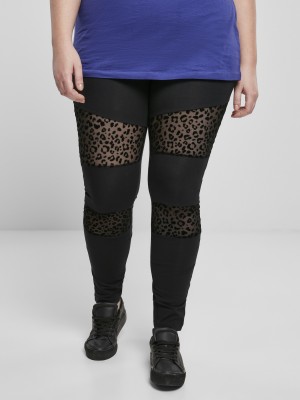 Дамски черен клин Ladies Flock Lace Inset Leggings