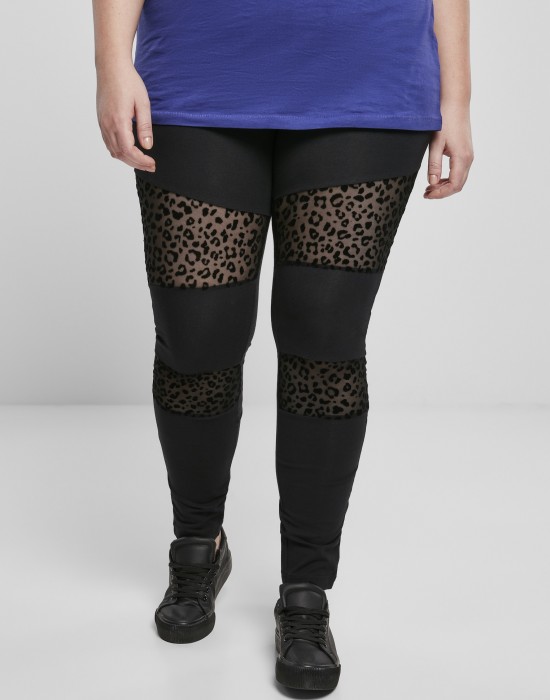 Дамски черен клин Ladies Flock Lace Inset Leggings, Urban Classics, Клинове - Complex.bg