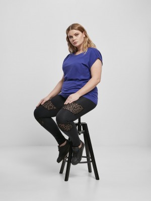 Дамски черен клин Ladies Flock Lace Inset Leggings