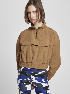 Дамско късо яке в кафяв цвят Ladies Cropped Crinkle Jacket Дамско късо яке в кафяв цвят Ladies Cropped Crinkle Jacket