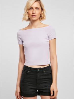 Дамски топ в светлолилаво Ladies Off Shoulder Rib Tee