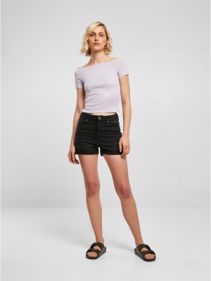 Дамски топ в светлолилаво Ladies Off Shoulder Rib Tee