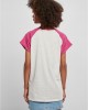 Дамска дълга тениска в розово и бяло Ladies Contrast Raglan Tee, Urban Classics, Тениски - Complex.bg