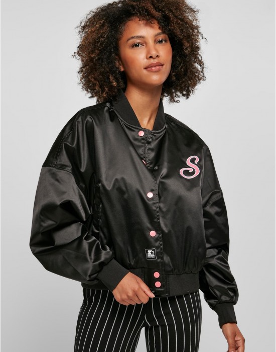 Дамско късо яке в черно Ladies Starter Satin College Jacket, Urban Classics, Якета - Complex.bg