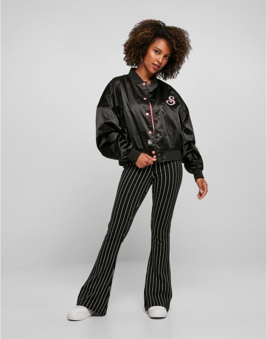 Дамско късо яке в черно Ladies Starter Satin College Jacket, Urban Classics, Якета - Complex.bg