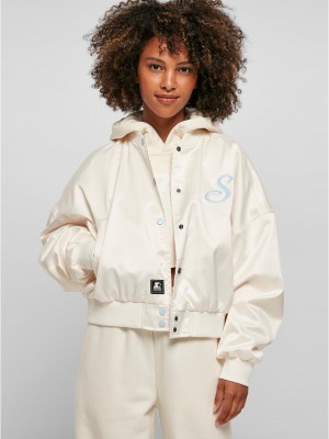 Дамско късо яке в цвят екрю Ladies Starter Satin College Jacket Дамско късо яке в цвят екрю Ladies Starter Satin College Jacket