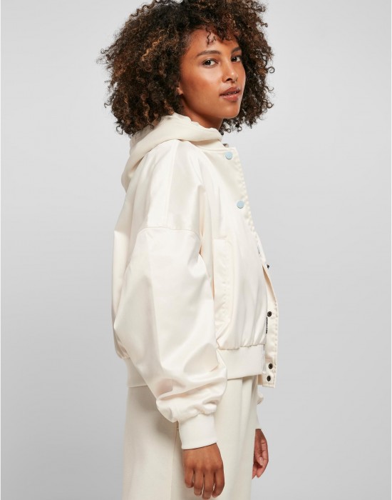 Дамско късо яке в цвят екрю Ladies Starter Satin College Jacket, Urban Classics, Якета - Complex.bg