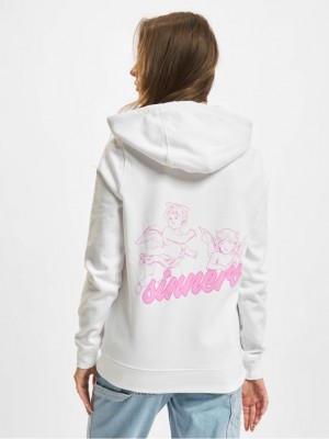 Дамски суичър с качулка в бял цвят Mister Tee Ladie Sinners Hoody