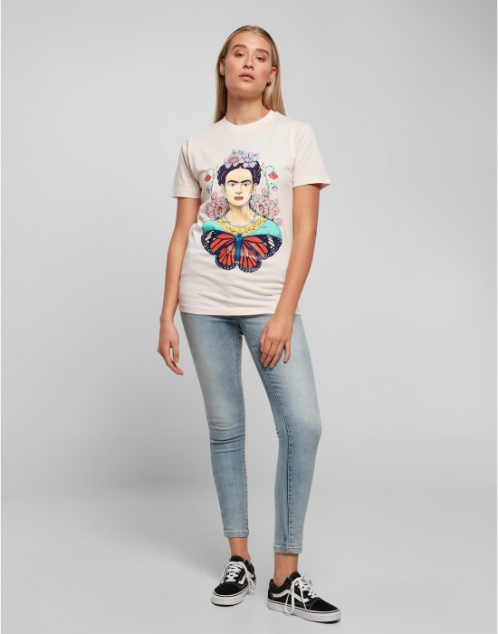 Дамска тениска Merchcode Frida Kahlo в цвят екрю, MERCHCODE, Тениски - Complex.bg