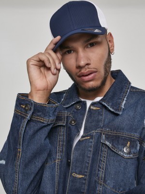 Шапка с козирка в синьо и бяло Flexfit Ultrafibre & Airmesh 