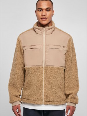 Мъжко пухкаво яке в бежов цвят Urban Classics Sherpa Jacket