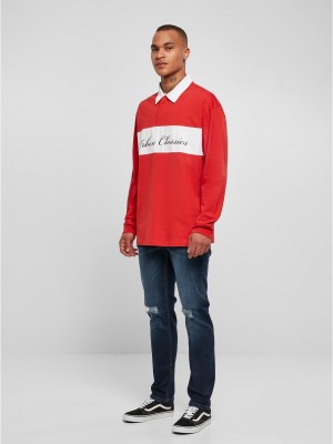 Мъжка блуза с яка в червен цвят Urban Classics Мъжка блуза с яка в червен цвят Urban Classics