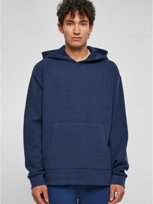 Мъжки широк суичър с качулка в син цвят Urban Classics Waffle Hoody