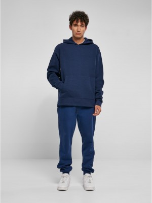 Мъжки широк суичър с качулка в син цвят Urban Classics Waffle Hoody