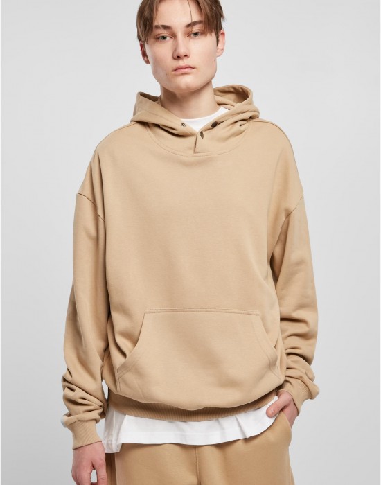 Мъжки суичър с качулка в бежов цвят Urban Classics Snap Hoody, Urban Classics, Суичъри - Complex.bg