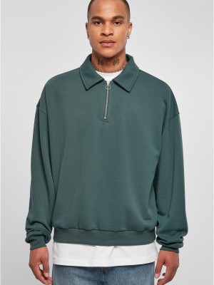 Мъжки суичър с половин цип в зелен цвят Urban Classics Collar Crew