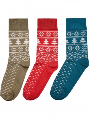 Три чифта коледни чорапи Urban Classics XMAS Pattern Socks
