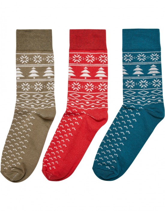Три чифта коледни чорапи Urban Classics XMAS Pattern Socks, Urban Classics, Чорапи - Complex.bg
