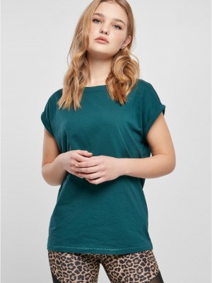 Дамска тениска в тъмнозелен цвят Urban Classics Ladies Shoulder Tee