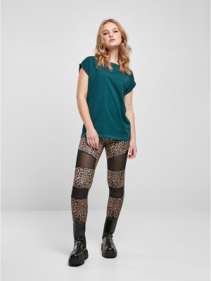 Дамска тениска в тъмнозелен цвят Urban Classics Ladies Shoulder Tee