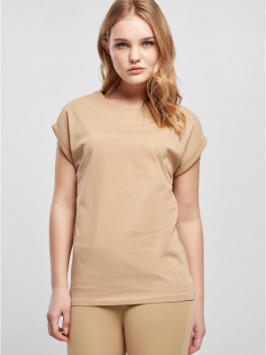 Дамска тениска в бежов цвят Urban Classics Ladies Shoulder Tee
